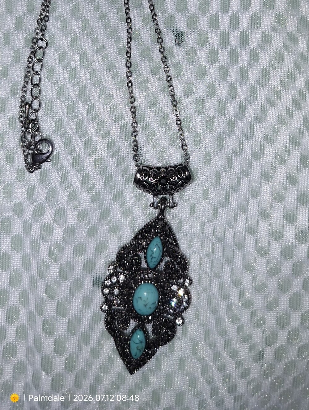 Silver-Tone Turquoise Pendant Necklace - Women Jewelry